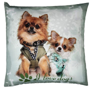 Coussin en tissu avec chien bleu cm43x43