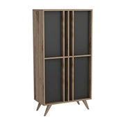 Buffet haut 4 portes en noyer anthracite 72x35x139h cm