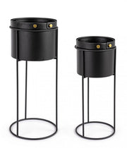 Lot de 2 cache-pots en acier noir Zeina