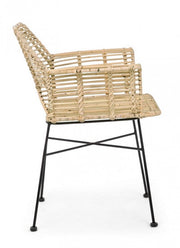 Chaise Tunas avec accoudoirs en fibre naturelle