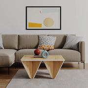 Table design carrée diamant de salon en chêne