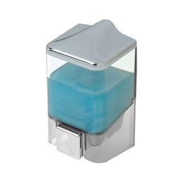 Savon liquide 0,5 LT transparent et chrome 8,5 x 8,5 x 16 cm Dispensateur
