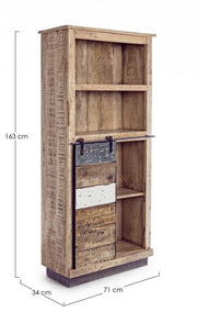Bibliothèque 1 porte 4 étages bois Tudor 71 x 34 x 163 cm