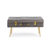 Banc en velours avec rangement POLINA Gris 80x34x h42 cm
