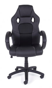 Fauteuil de bureau avec bracelets Racing en simili cuir noir