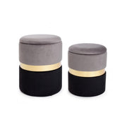 Ensemble de deux poufs ouvrants modernes gris noir or