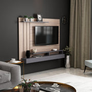 Meuble TV noyer détails anthracite 157x21xh.120 cm