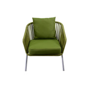 Salon de jardin VISALIA en aluminium blanc et corde verte 4 pièces