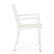 Chaise Konnor en aluminium blanc avec accoudoirs