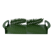 Plateau rectangulaire en métal feuille de laurier vert foncé cm41x20h6,5