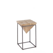 Tabouret en acier avec assise en bois de sapin PRISMY 25,5x25,5x h46 cm