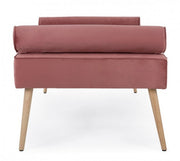 Banc pieds or rose design velours vieux rose