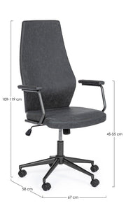 Fauteuil de bureau à dossier haut en similicuir noir Jamie