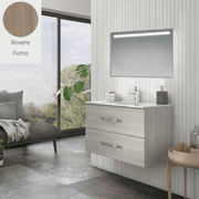 Meuble de salle de bain suspendu Bracciano chêne fumé 81,5x46,5x53 H