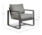 Fauteuil de jardin en aluminium Anthracite MERRIGAN YK13 74x78x h84 cm