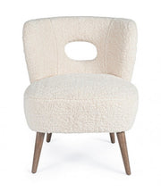Fauteuil vintage bois et tissu Cortina