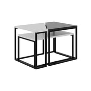 Ensemble de trois tables gigognes OhLady blanc et anthracite avec pieds noirs