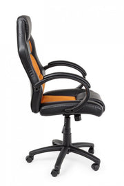 Fauteuil de bureau avec bracelets racing noir-orange en simili cuir