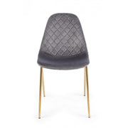 Chaise de salon en velours gris avec des jambes dorées