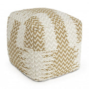 Pouf Timbuktu Blanc-Beige 45x45 cm en tissu