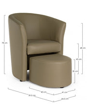Fauteuil en similicuir avec pouf amovible Tortora RITA 64,5x 59,5x h78 cm