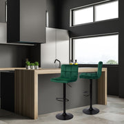 Tabouret réglable vert foncé avec pieds noirs mats