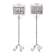 Plaque avec support haut ouvert-fermé cm30,5x23,5h111