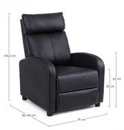 Fauteuil inclinable Desirè en similicuir noir