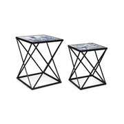 Set de tables basses en acier noir avec motif marin REEF K04 2 pièces