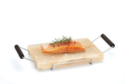 Assiette à sel rectangulaire avec cadre en métal et poignées en bois de wengé