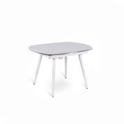 Table extensible avec plateau en verre trempé blanc 120/180x90h cm