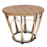Table ronde en osier de noyer 50,5 x h42 cm