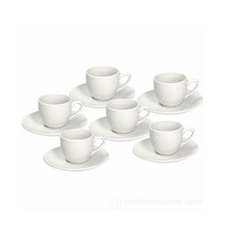 Tasse à café en porcelaine blanche avec soucoupe GOLF lot de 6