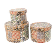 Boîte en éco-cuir 1-3 mandala rond cm ø27h18