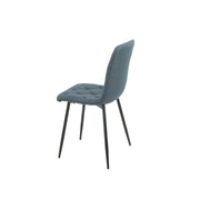Chaise Rembourrée Okar en Tissu Bleu avec Coutures en Losange