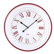 Horloge bois métal rouge blanc cmø50x4,5