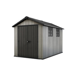 Duotech House Grey Effet Natural Wood Effet 2 Portes 2 Polycarbonate Windows 230x350xh.242 cm