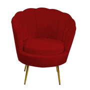 Fauteuil en velours tulipe rouge fraise cm73x72h77