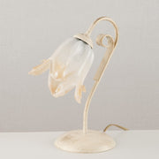 Lampe à poser en fer Ivoire Or une lumière abat-jour en verre Ambre Blanc 23x h30 cm