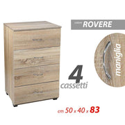 Tableau de chevet de chambre 4 tiroirs rovere 50 x 40 x 83 h cm cm