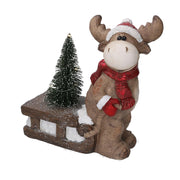 Renne en résine avec traîneau gris cm30x14h32