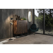 Buffet en manguier marron 2 portes 6 compartiments intérieurs 100x45xh.120 cm