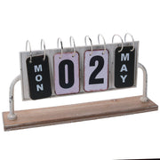 Calendrier rectangulaire en métal blanc cm37x20h8