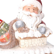 Cheminée led en résine Père Noël gris cm31,5x23h56