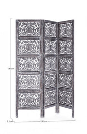 Paravent de style fusion 3 portes Darika gris antique