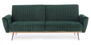 Canapé convertible 3 places JOHNNY en velours vert foncé 210x83x h85 cm