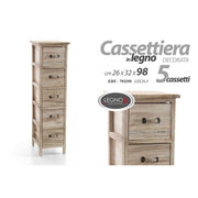Coffre en bois de décoration en bois décoration intérieure 5 tiroirs 26 x 32 x 98 h cm cm