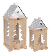 Ensemble de 2 lanternes de Noël argentées