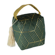 Butée de porte en tissu sac vert cm12x10h15-18