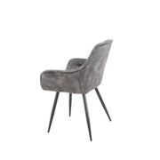 Chaise Senna en Velours Gris Foncé avec Structure Métallique Noire Style Moderne